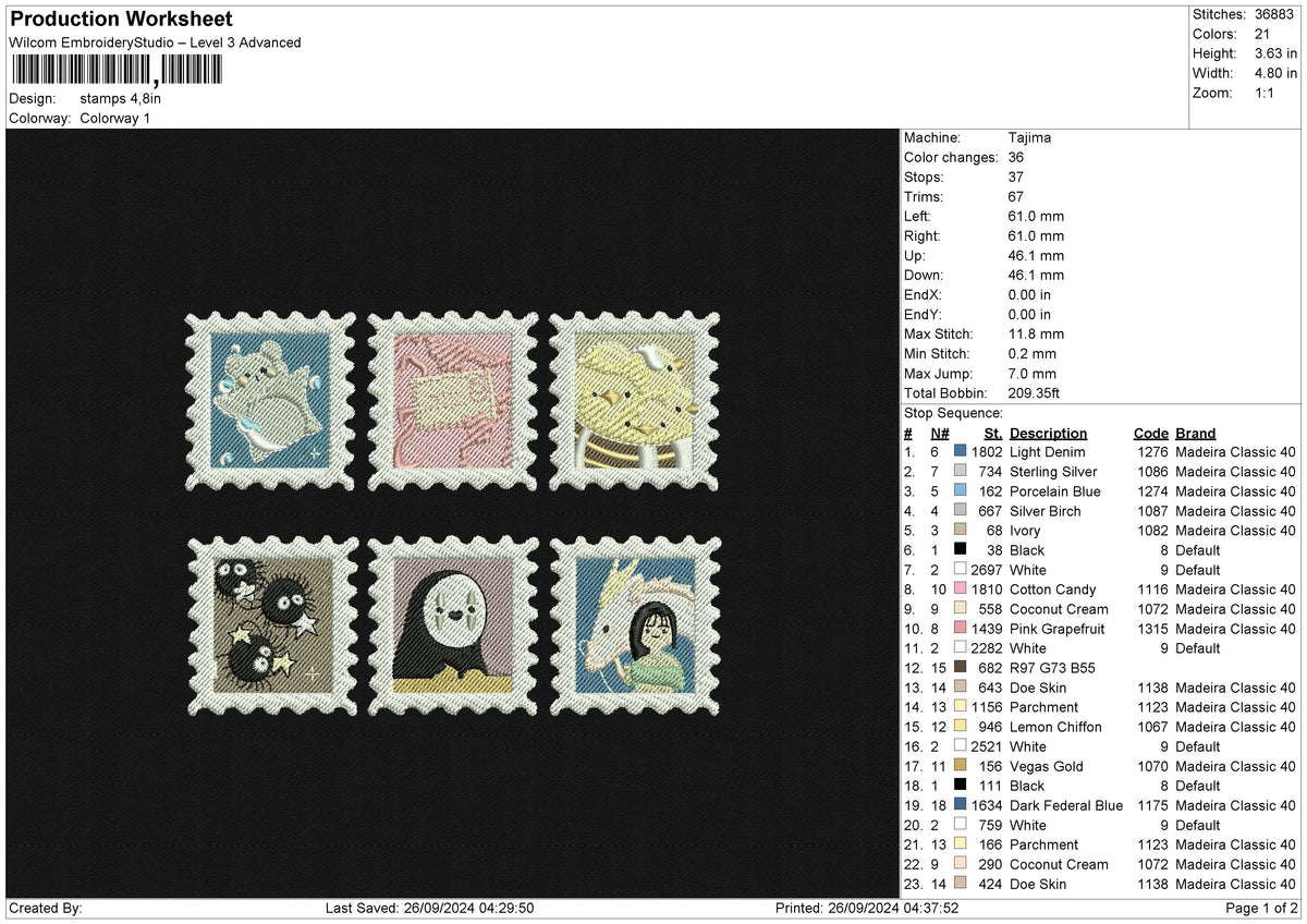 Stamps Embroidery File 6 size