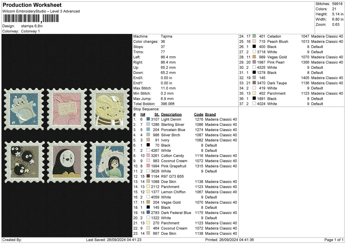 Stamps Embroidery File 6 size