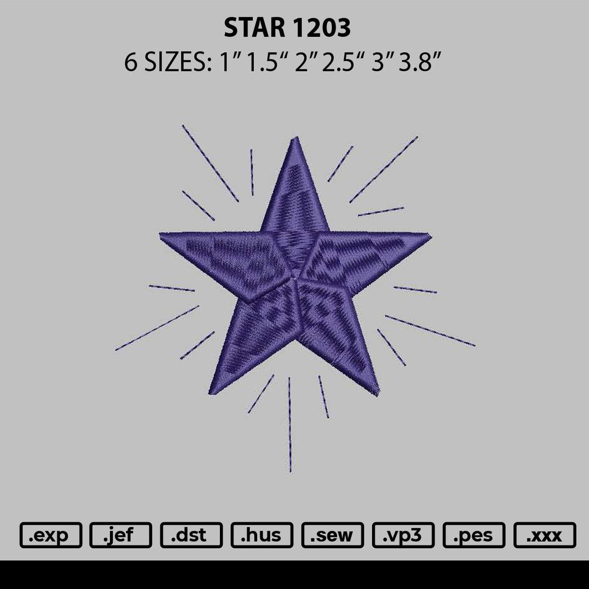 Star 1203 Embroidery File 6 sizes
