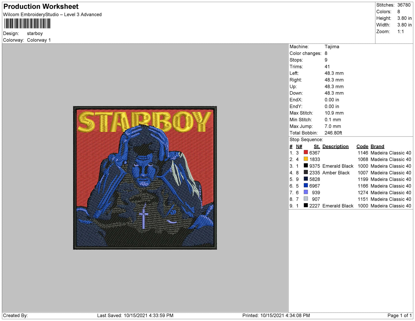 Starboy Embroidery