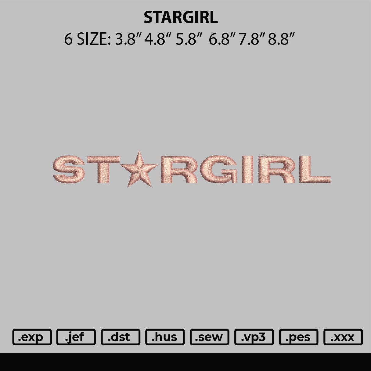 Stargirl Embroidery File 6 sizes