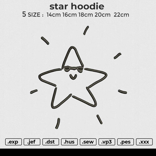 Star hoodie Embroidery File 4 size