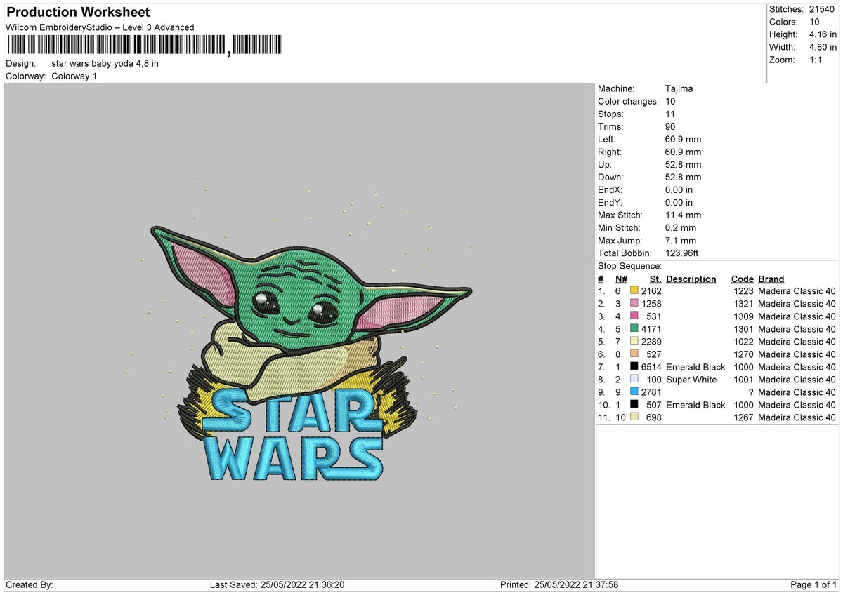 Star Wars Baby Yoda Embroidery