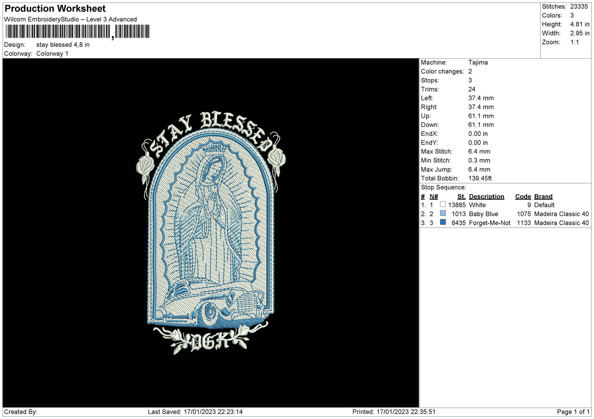 Stay Blessed Embroidery File 6 sizes