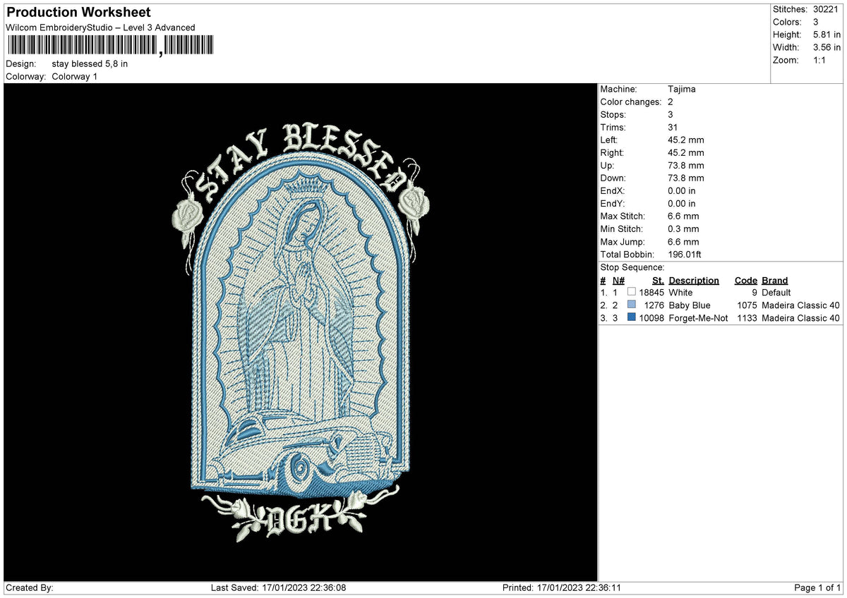 Stay Blessed Embroidery File 6 sizes