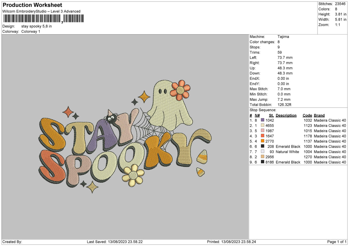 Stay Spooky Embroidery File 6 sizes