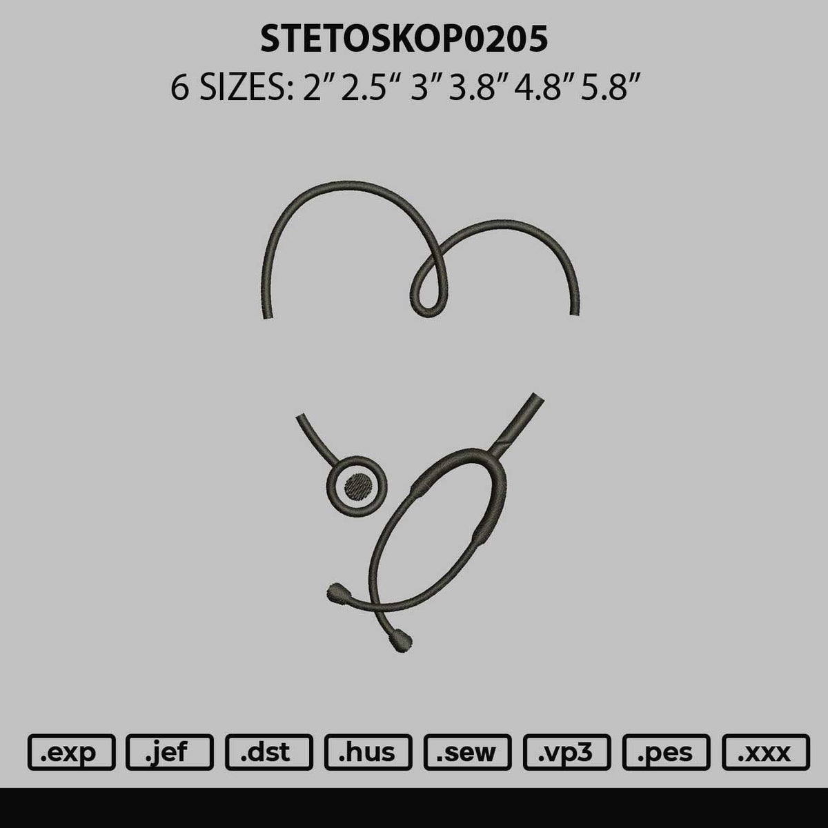 Stetoskop0205 Embroidery File 6 sizes