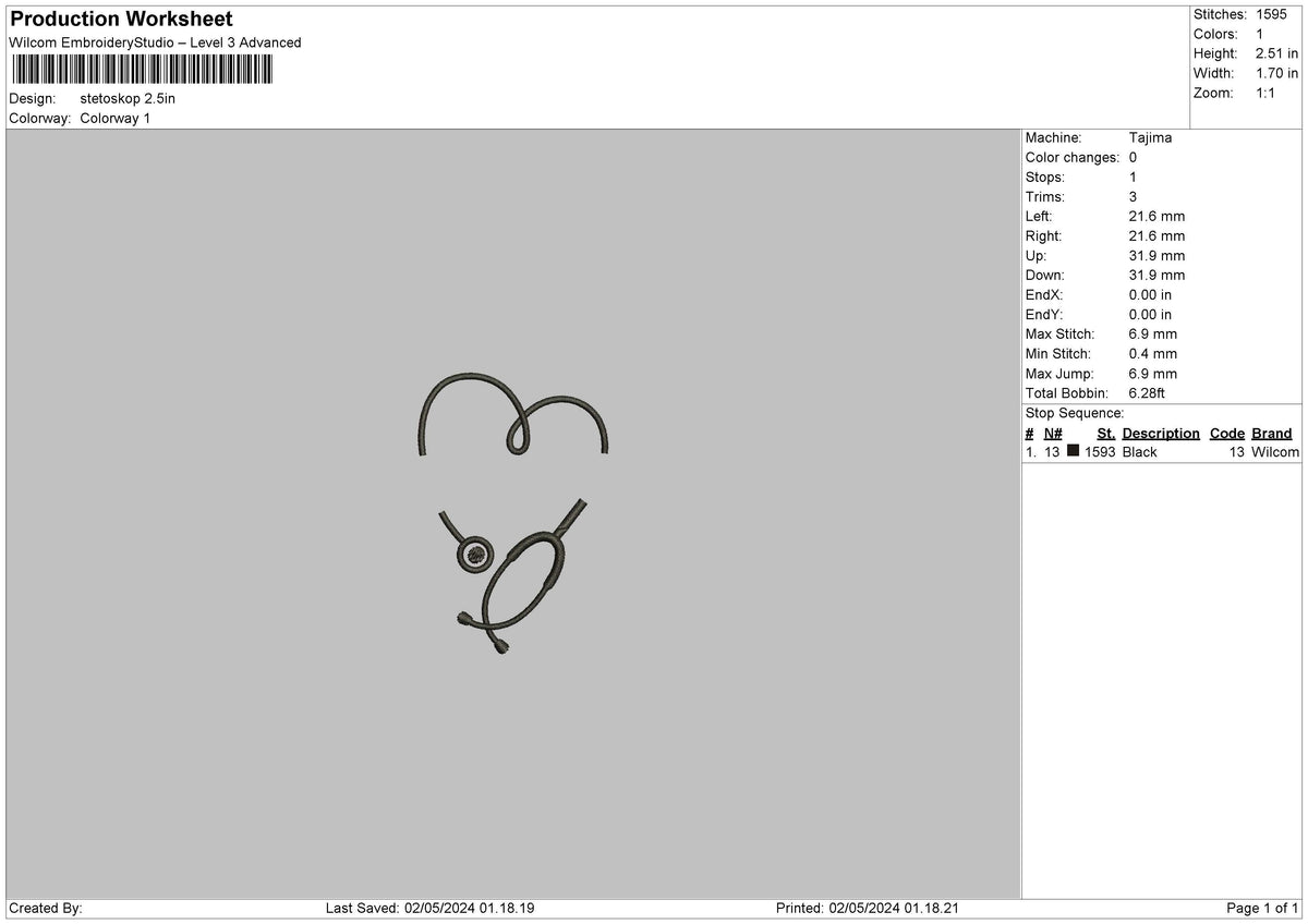 Stetoskop0205 Embroidery File 6 sizes