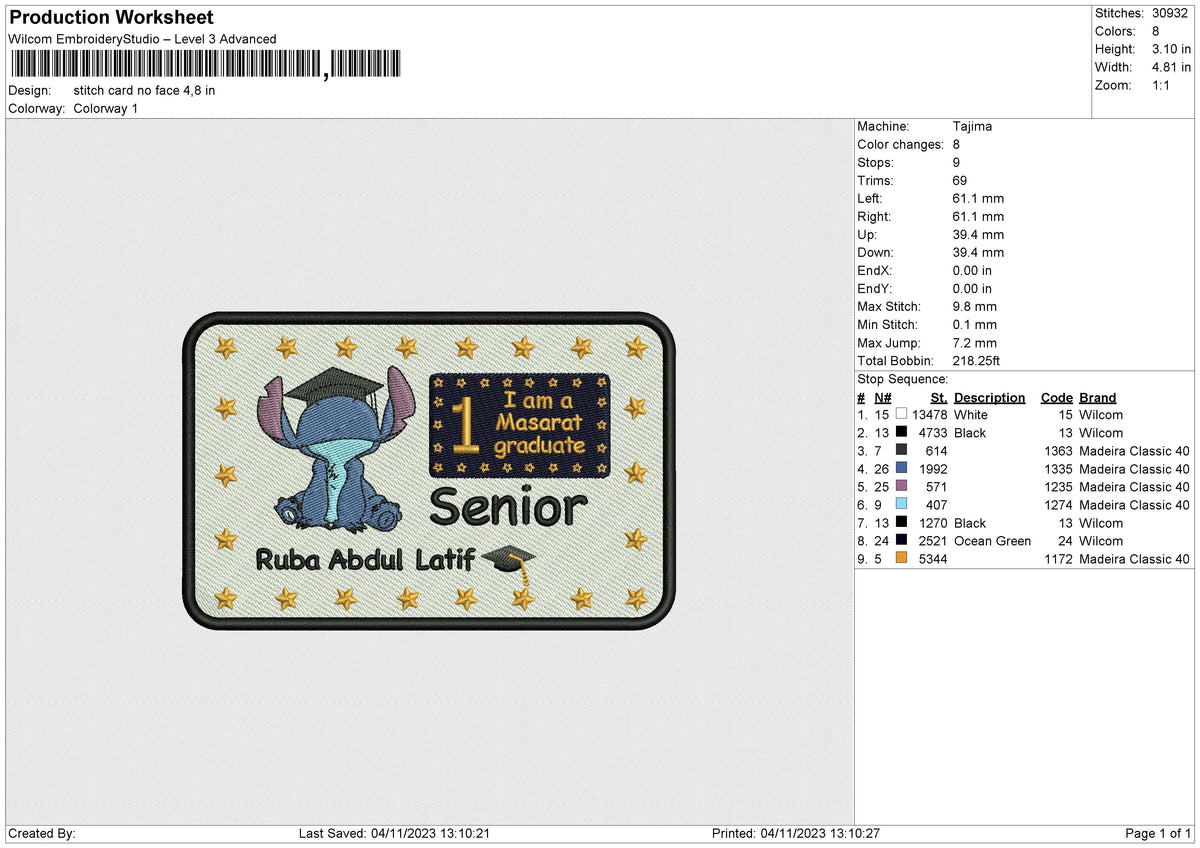Stitch Card no face Embroidery File 6 size