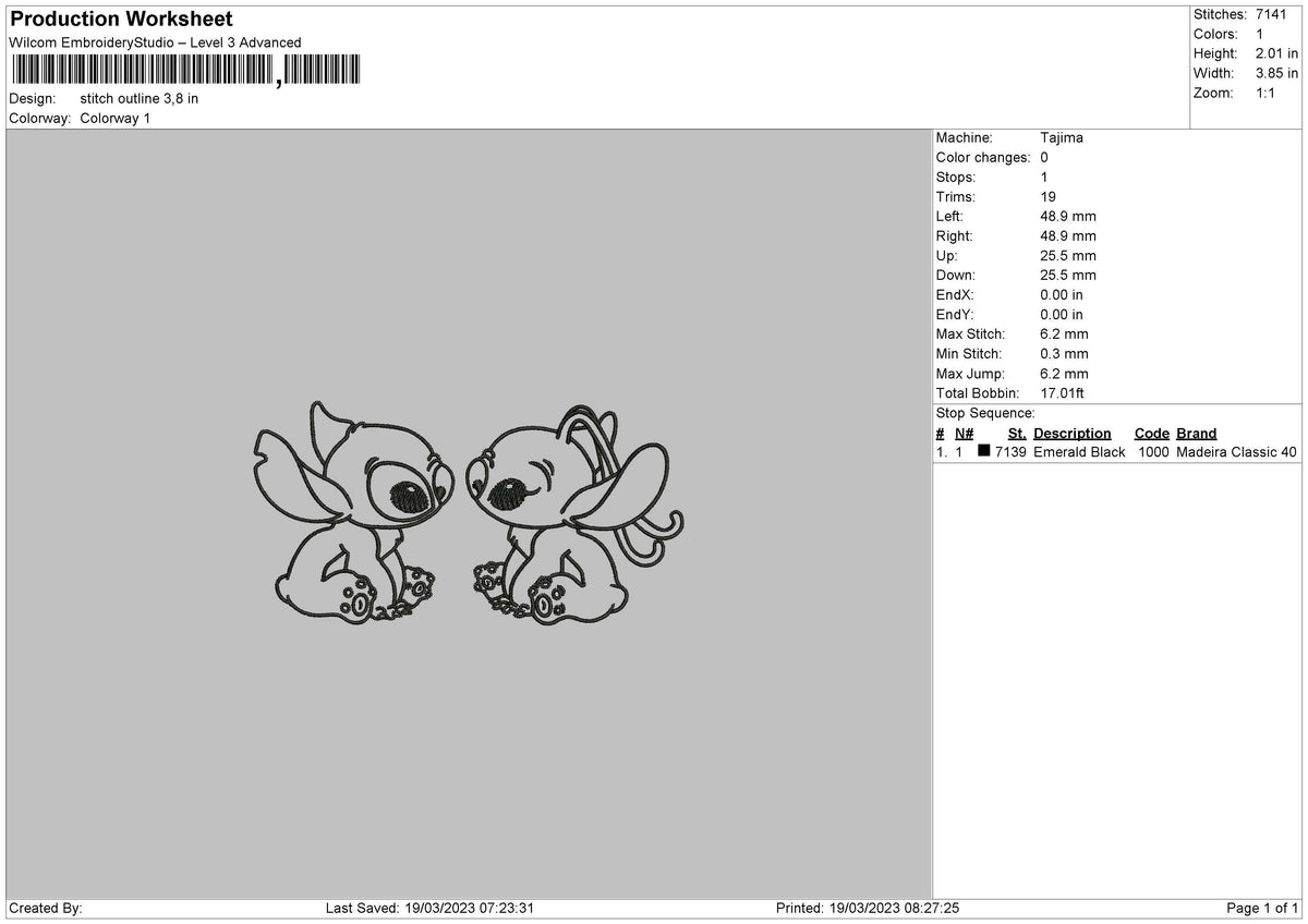 Stitch Outline Embroidery File 6 sizes
