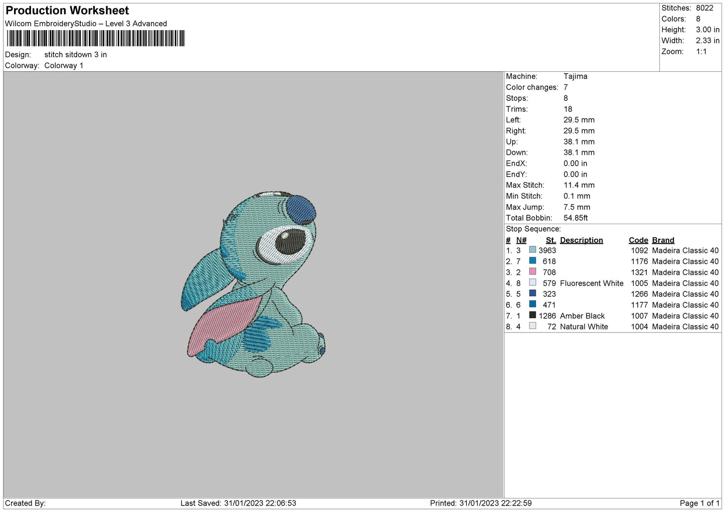 Stitch Sitdown Embroidery File 6 sizes