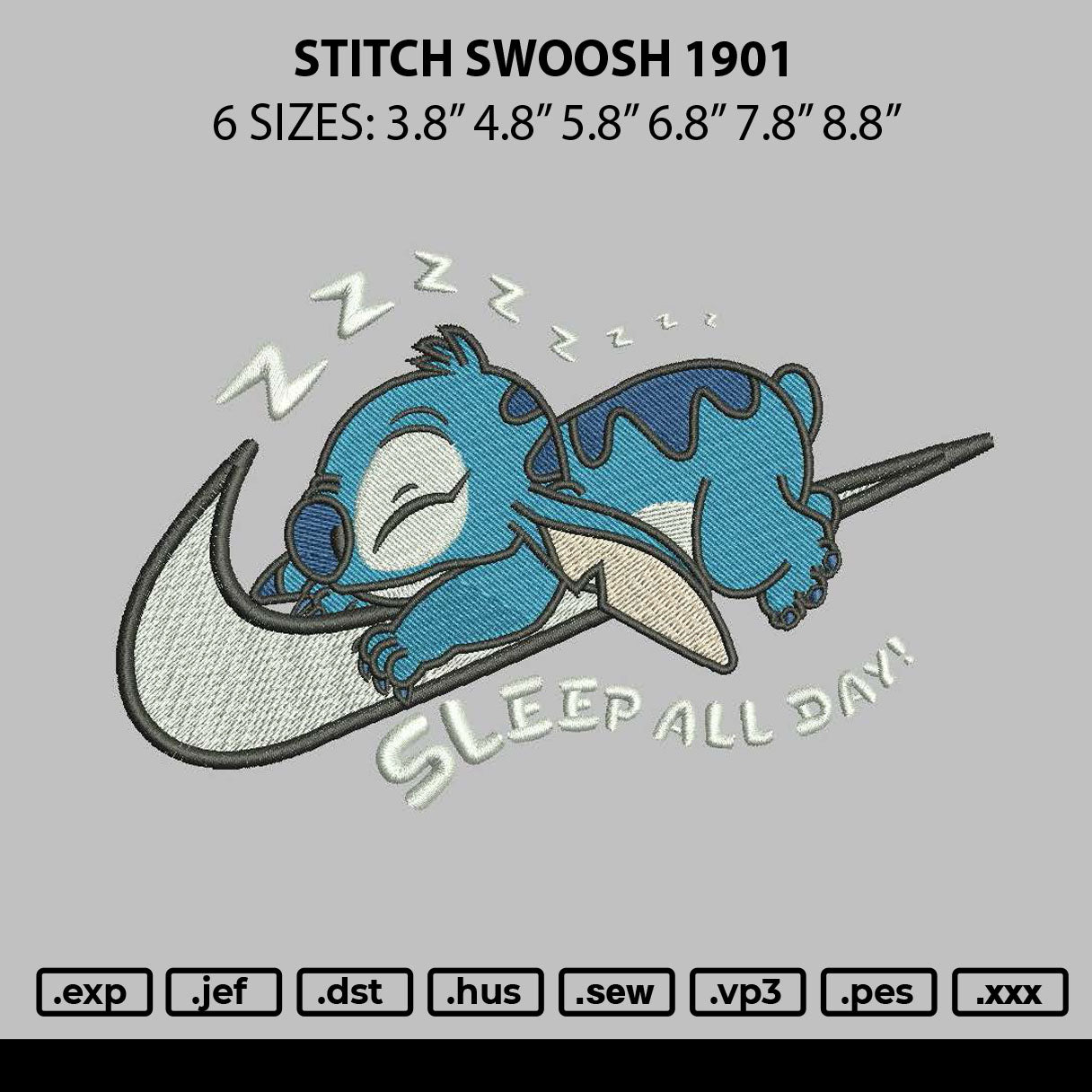 Stitch Swoosh 1901 Embroidery File 6 sizes