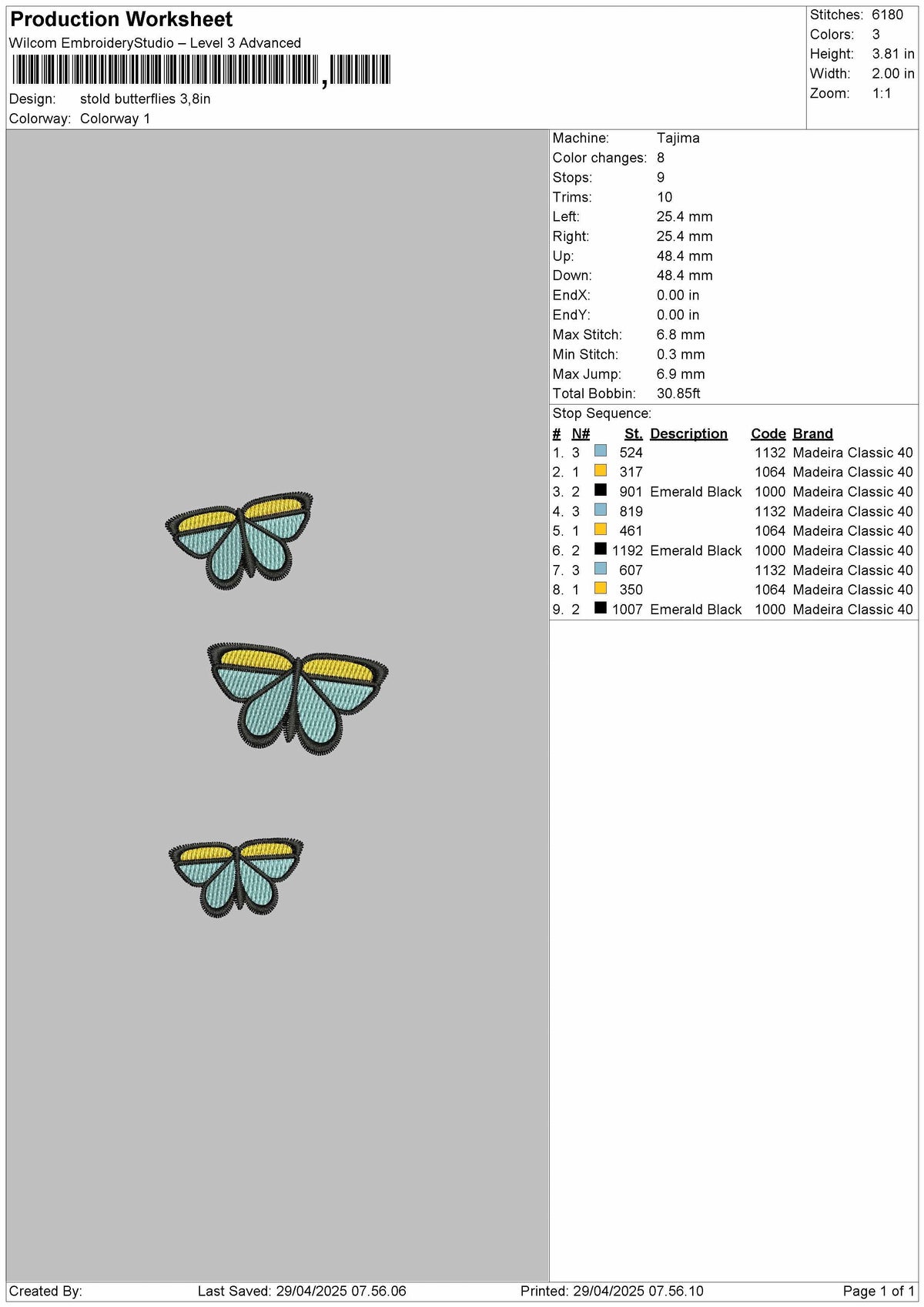 Stold Butterflies Embroidery File