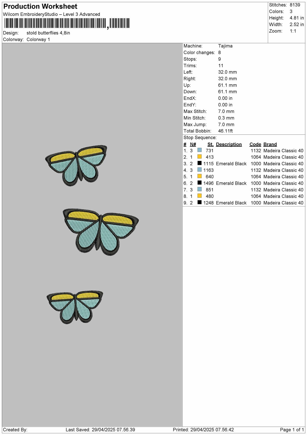 Stold Butterflies Embroidery File