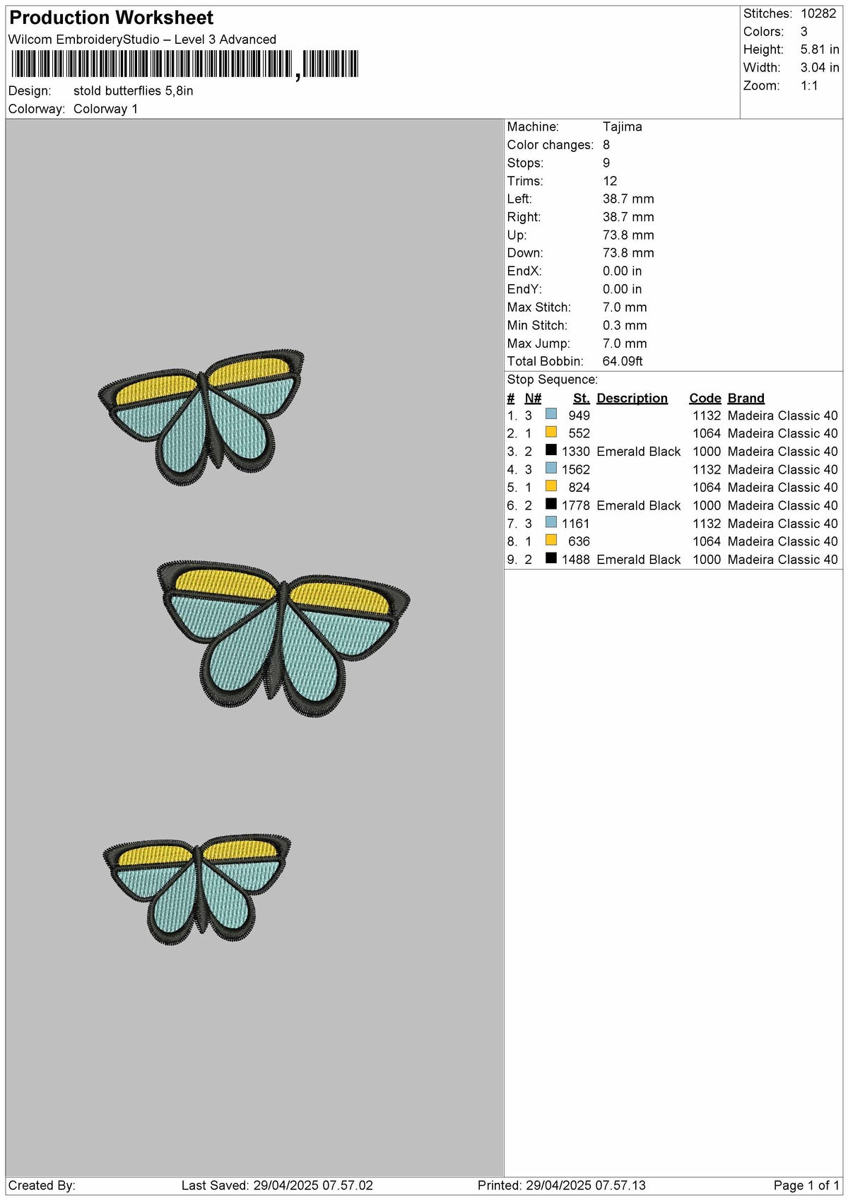Stold Butterflies Embroidery File