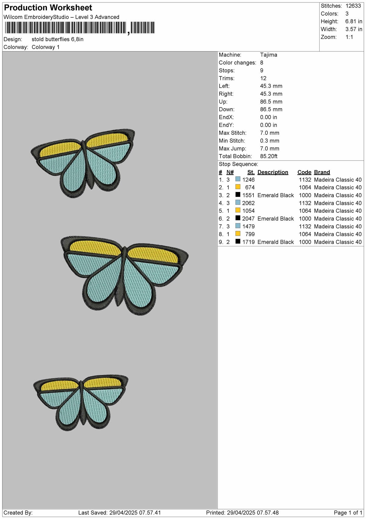 Stold Butterflies Embroidery File