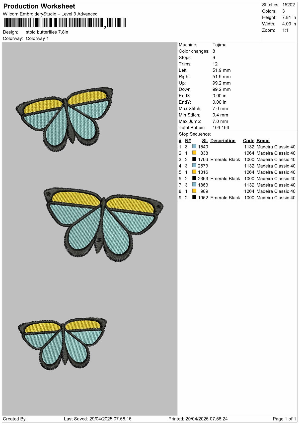 Stold Butterflies Embroidery File
