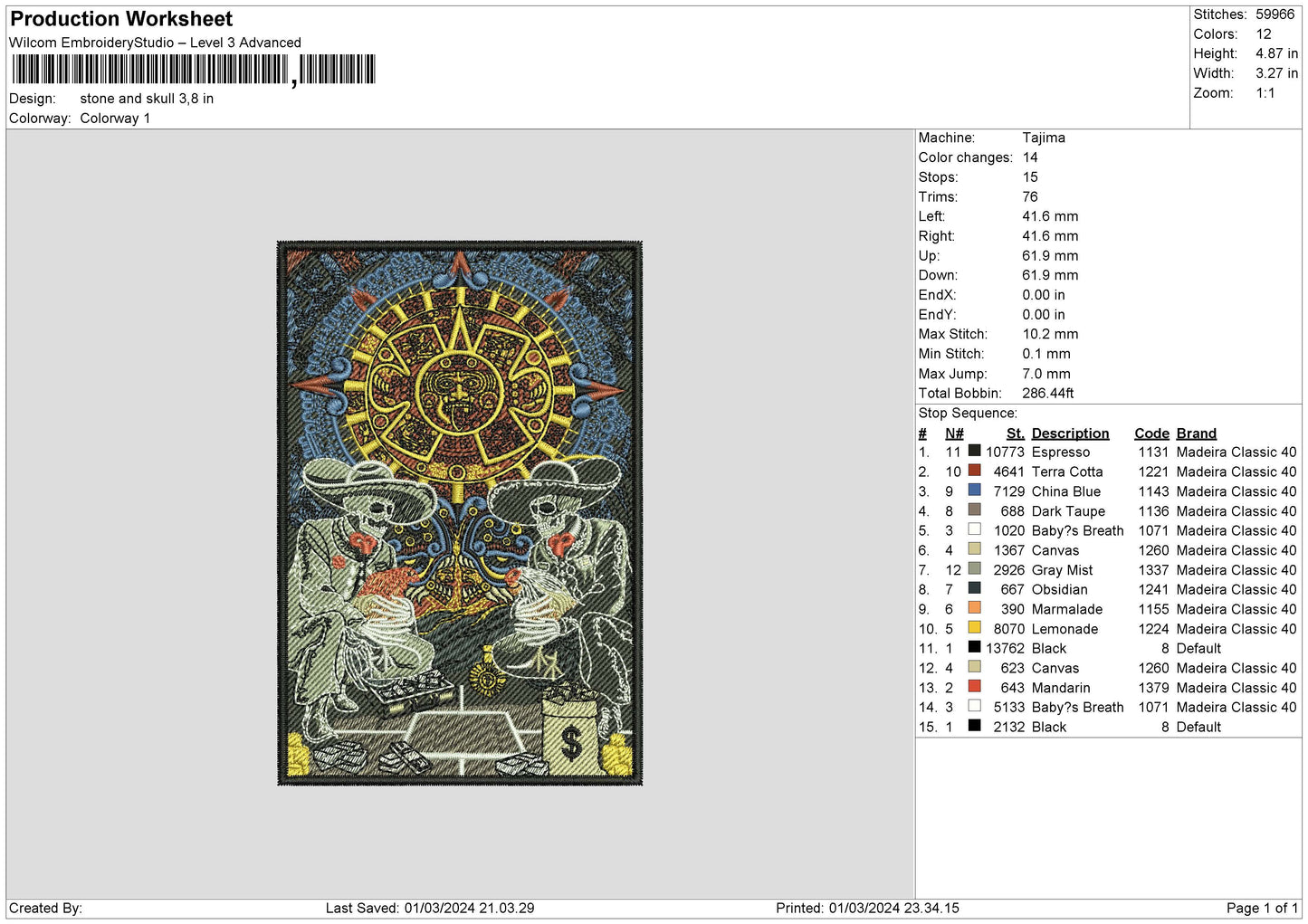 Stone Skull Embroiery File 6 sizes