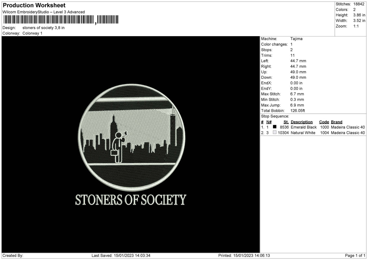 Stoners Embroidery File 6 sizes
