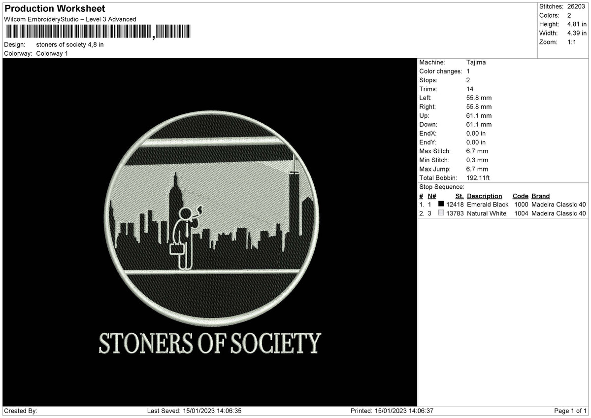 Stoners Embroidery File 6 sizes
