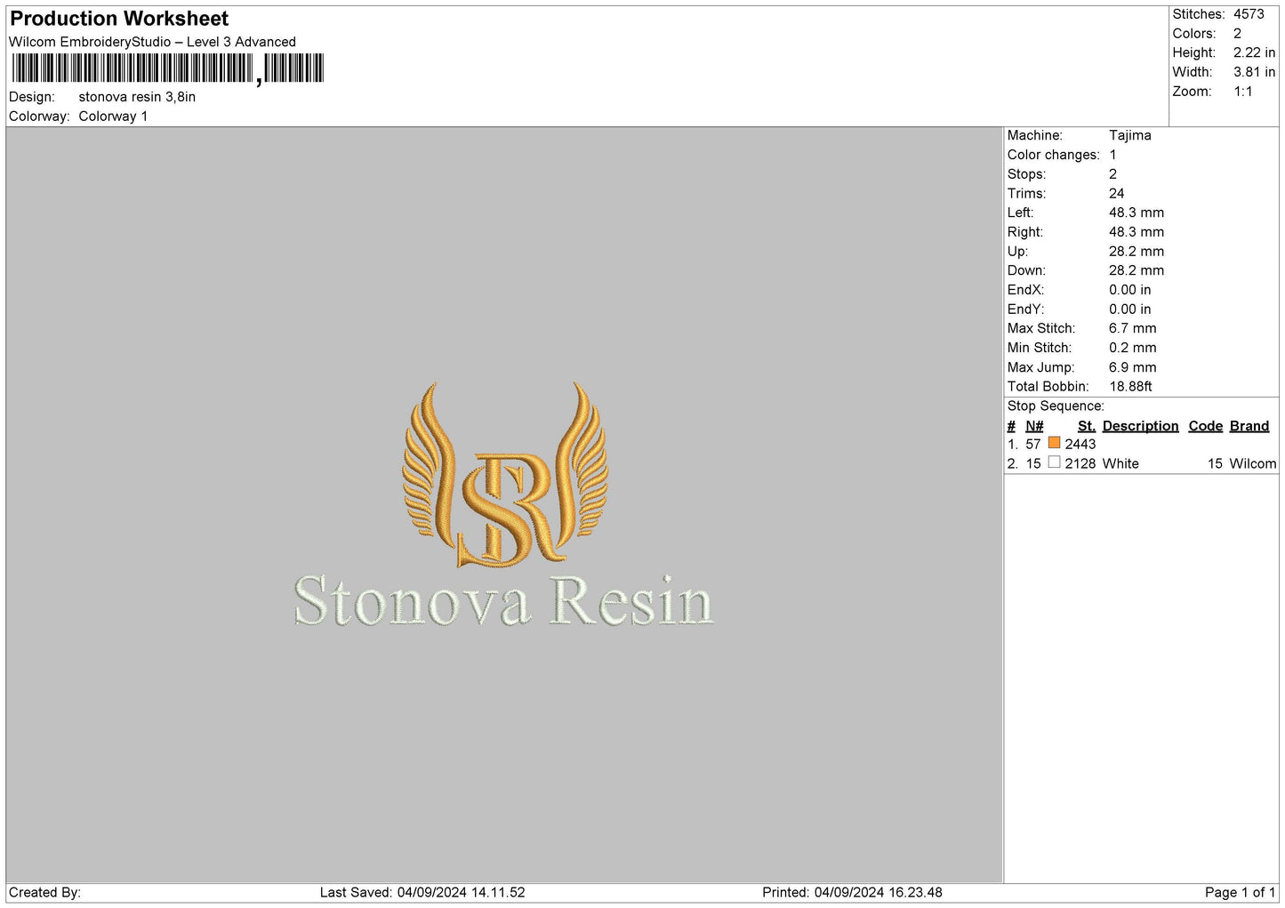Resintext Embroidery File 6 sizes