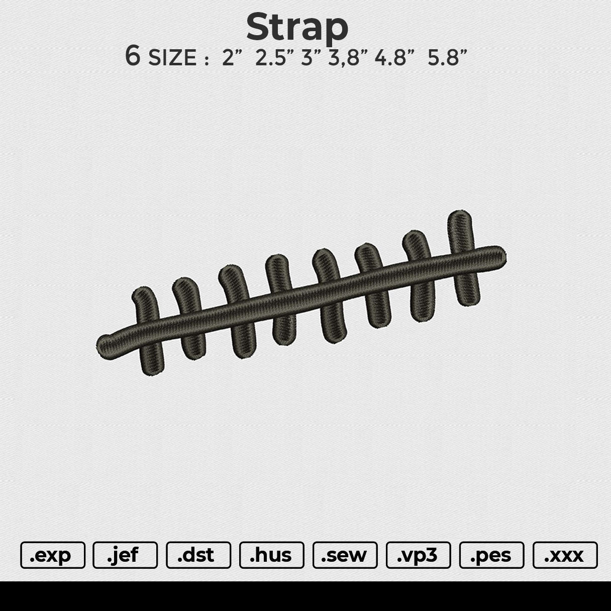Strap Embroidery File 6 size