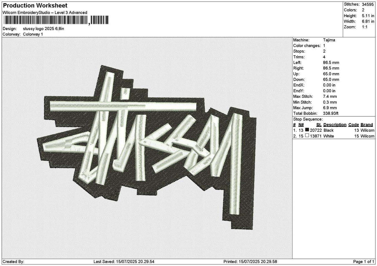 Stussy logo 2025 Embroidery File 6 size