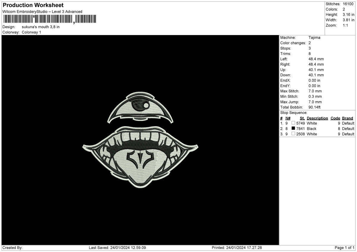 Mouth 2401 Embroidery File 6 sizes