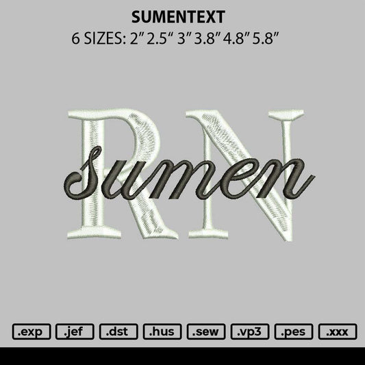 Sumentext Embroidery File 6 sizes