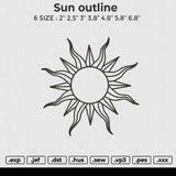 Sun Outline Embroidery File 6 size