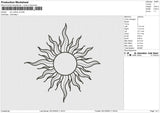 Sun Outline v2 Embroidery File 6 size