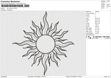 Sun Outline v2 Embroidery File 6 size