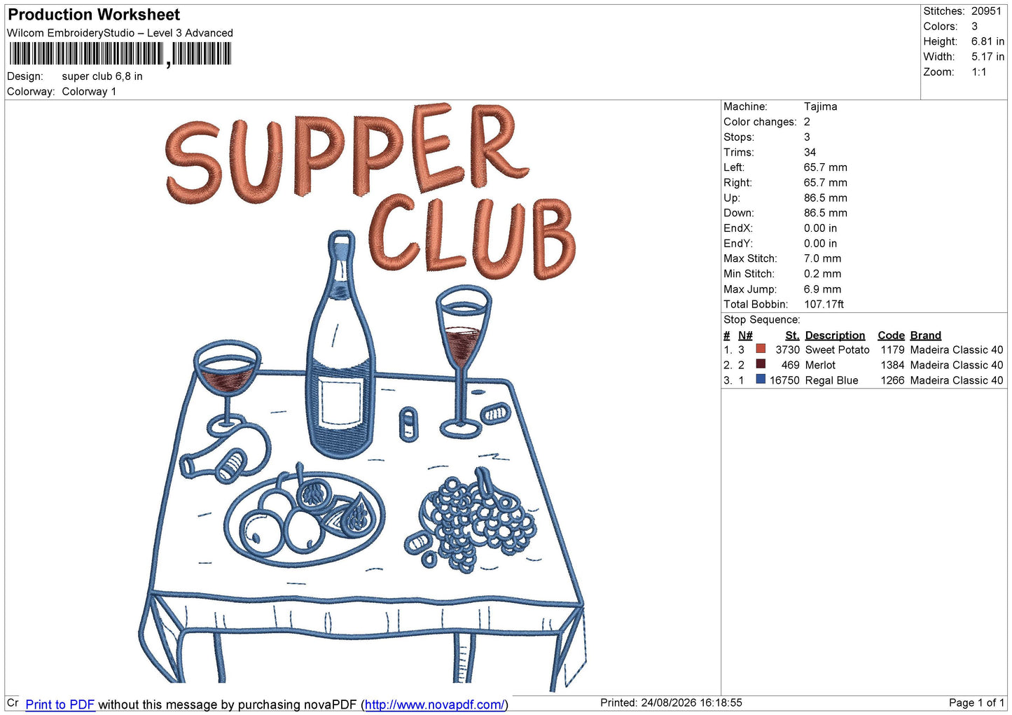 Super club Embroidery Machine Design File 6 sizes