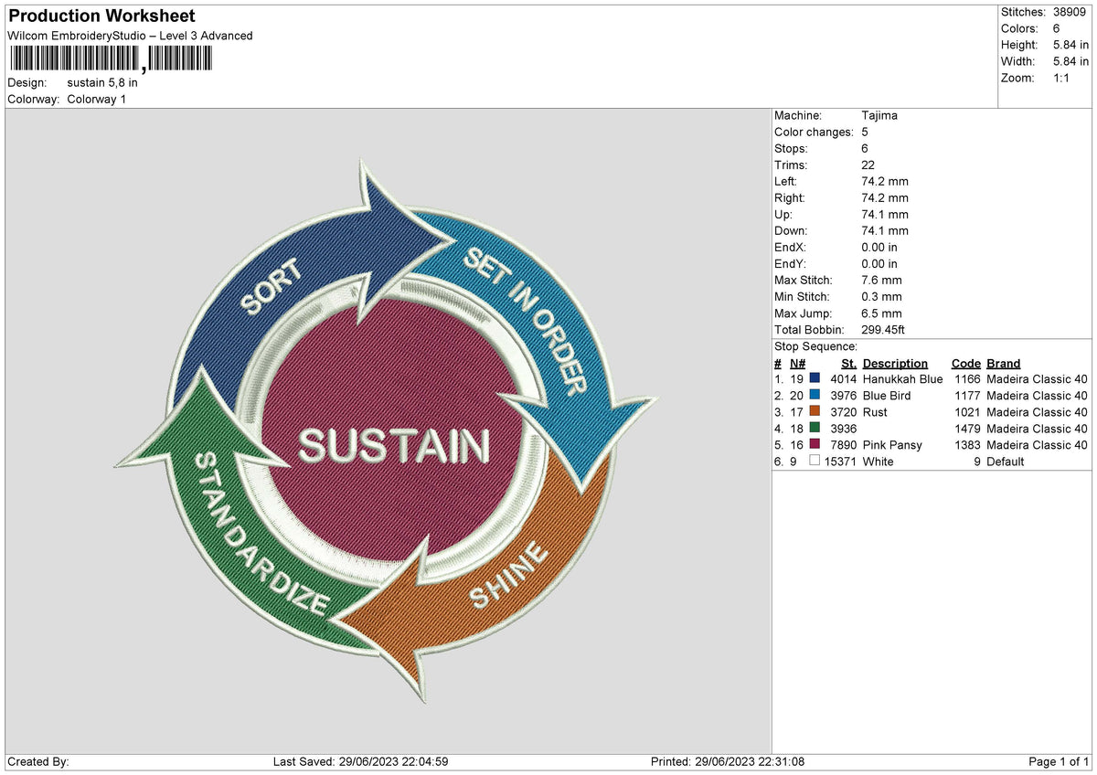 Sustain Embroidery File 6 size