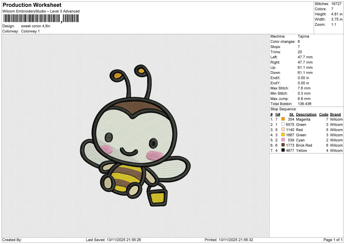 Sweet coron Embroidery File 6 size