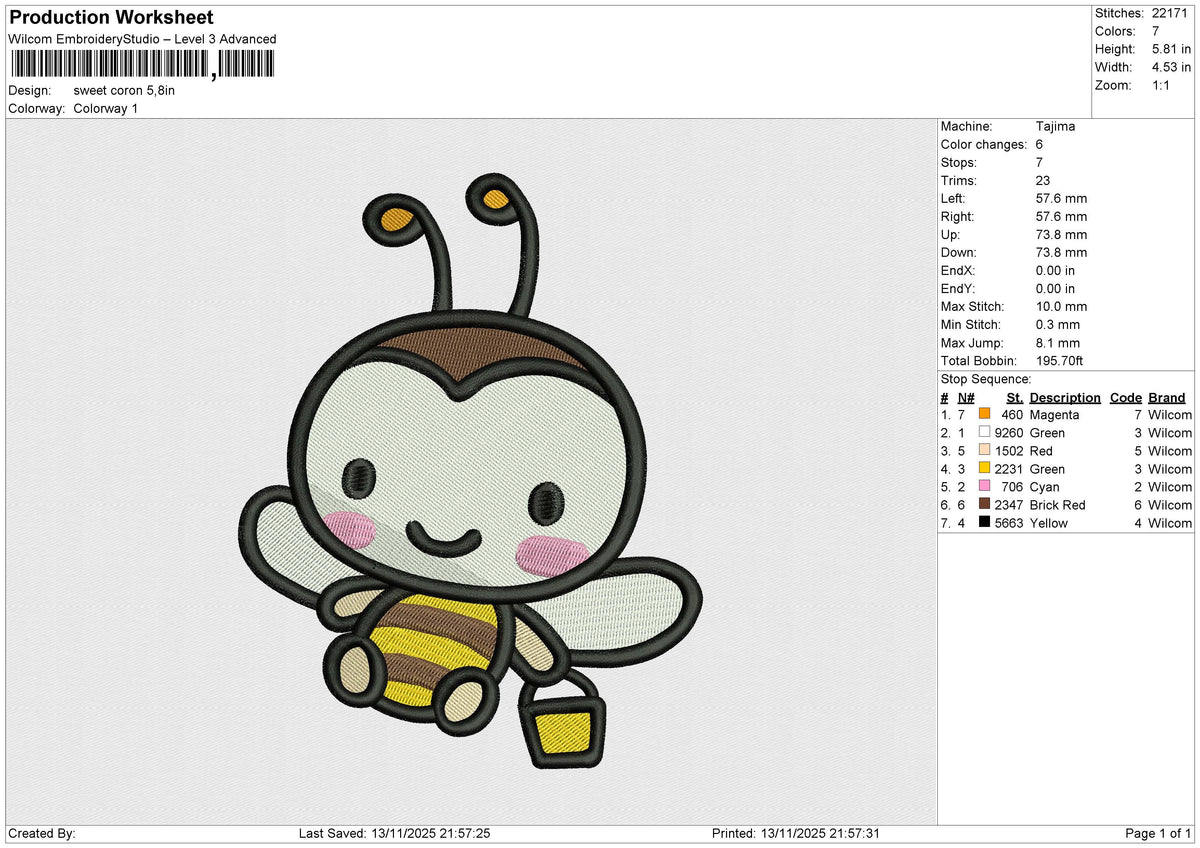 Sweet coron Embroidery File 6 size