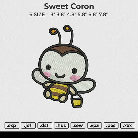 Sweet coron Embroidery File 6 size