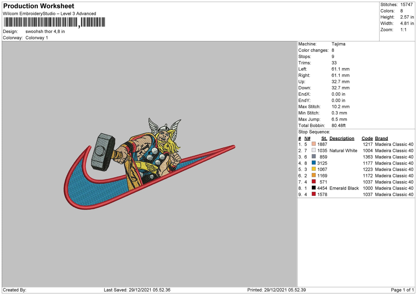 Swoosh Thor Embroidery