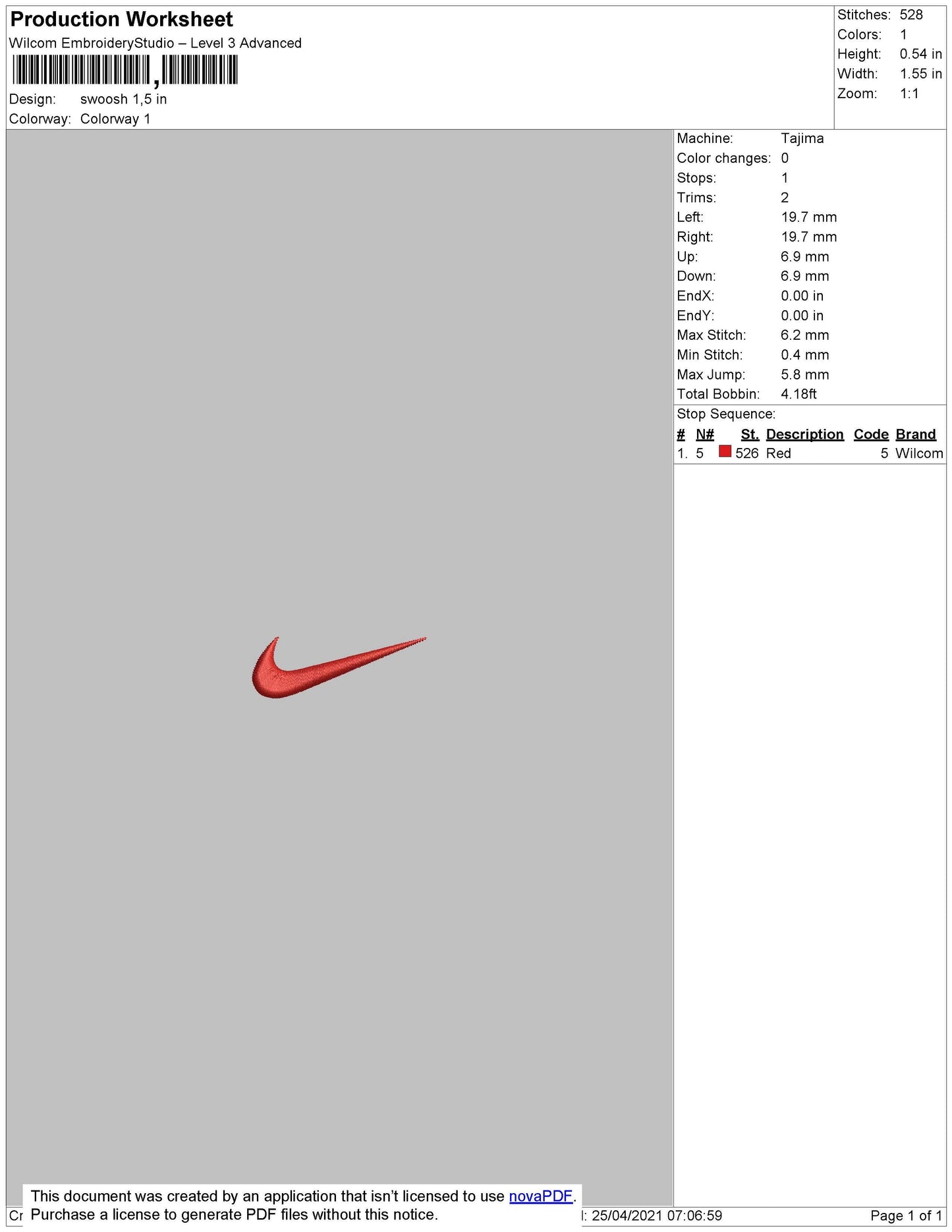 Small Swoosh Embroidery