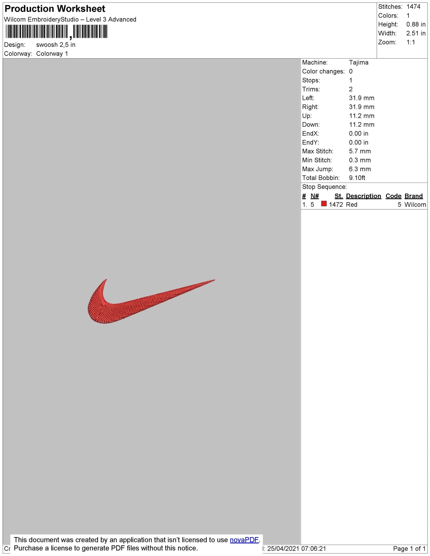 Small Swoosh Embroidery