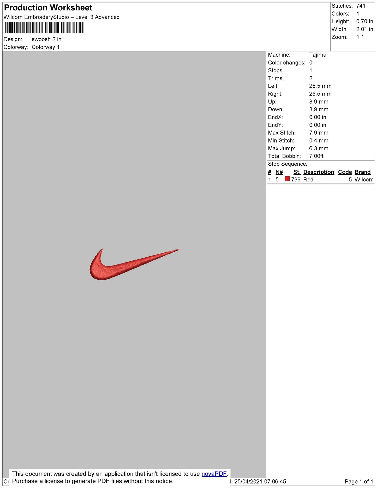 Small Swoosh Embroidery