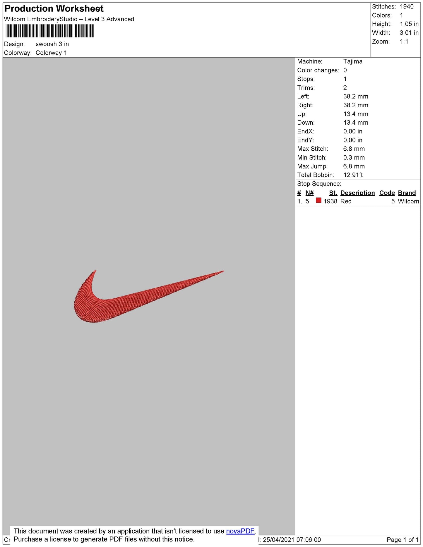 Small Swoosh Embroidery