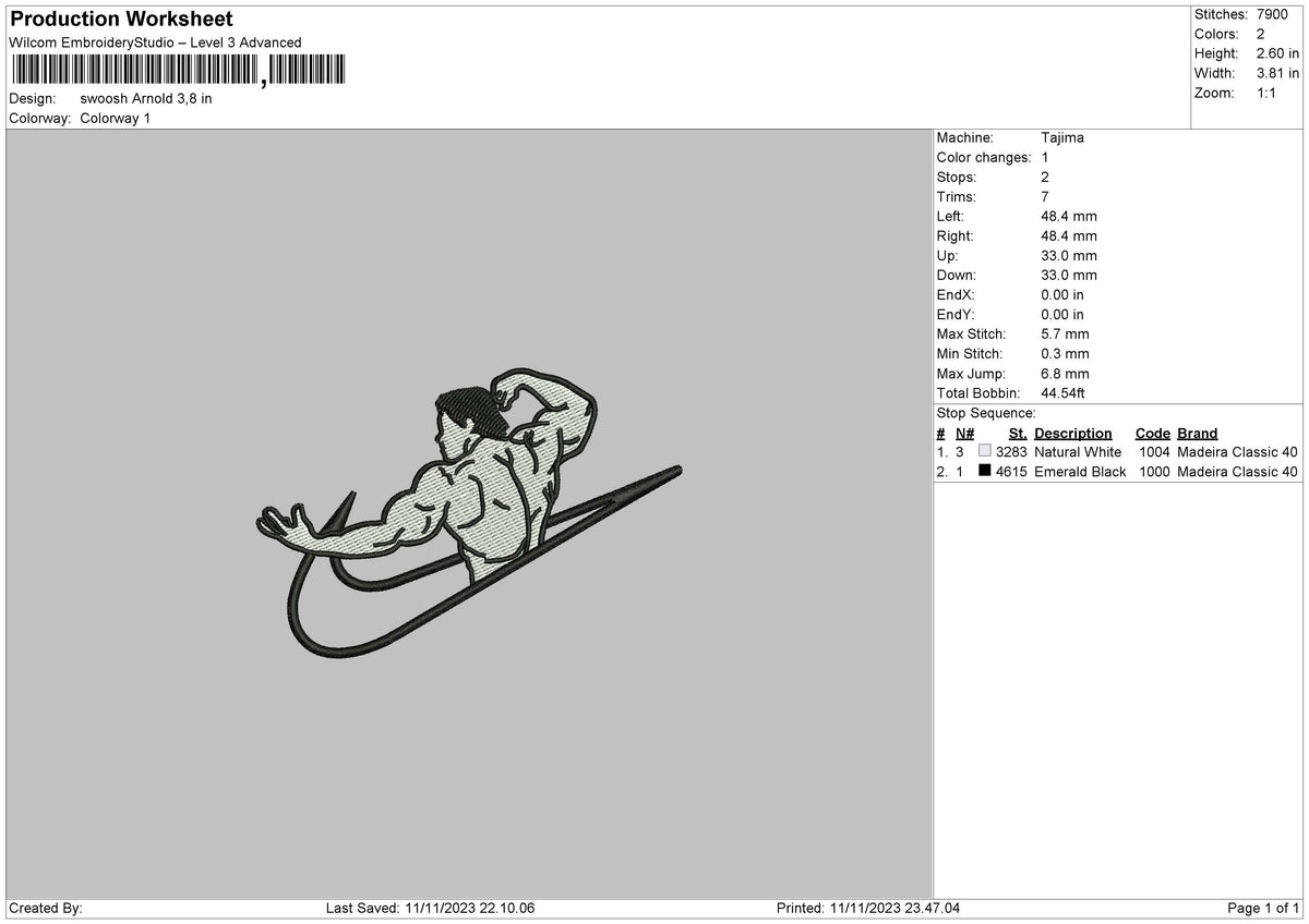 Swoosh Gym 1123 Embroidery File 6 sizes