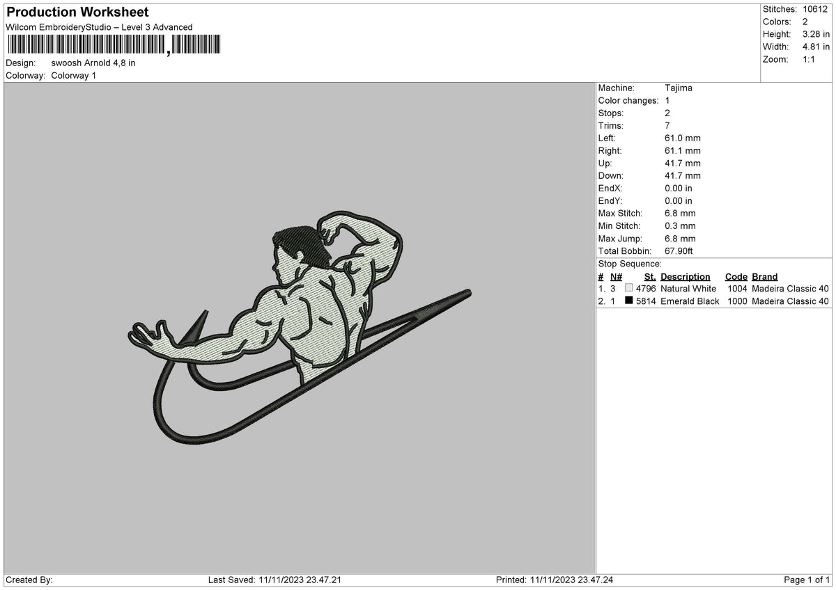Swoosh Gym 1123 Embroidery File 6 sizes