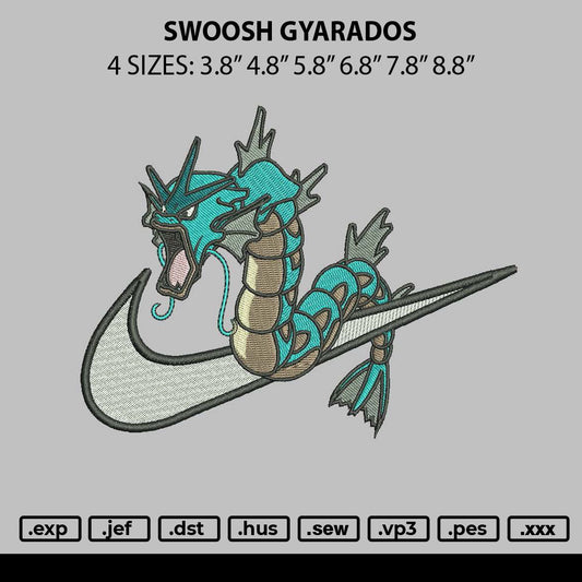 Swoosh Gyarados Embroidery File 6 sizes