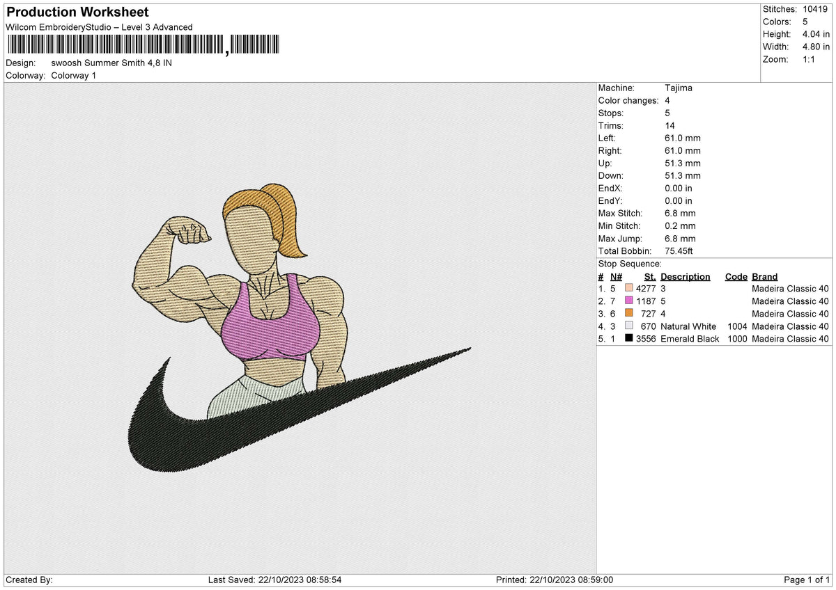 swoosh Summer Smith Embroidery File 6 size