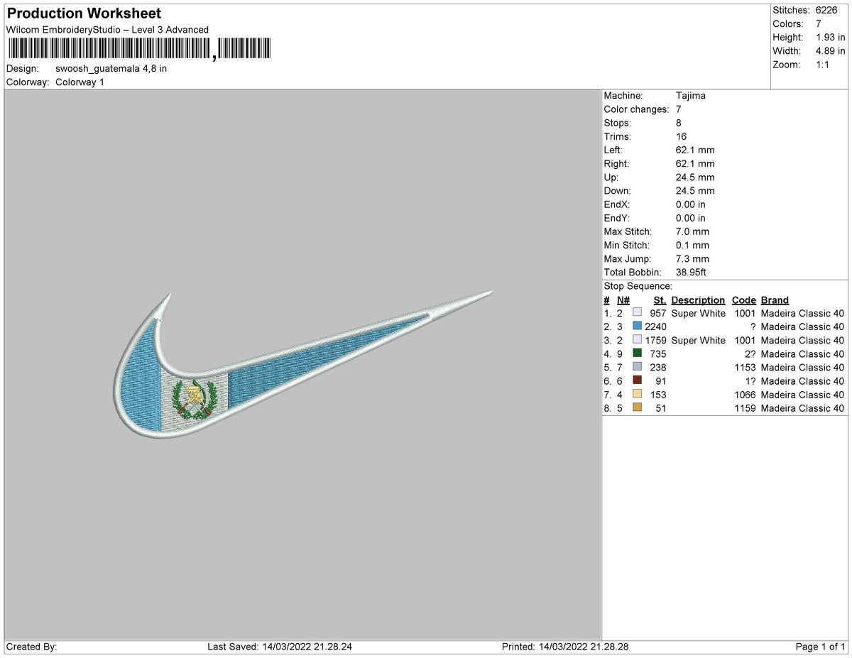 swoosh guatemala Embroidery
