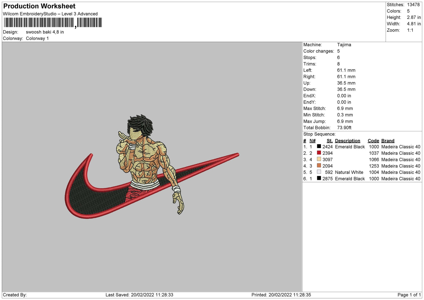 Swoosh Baki Embroidery