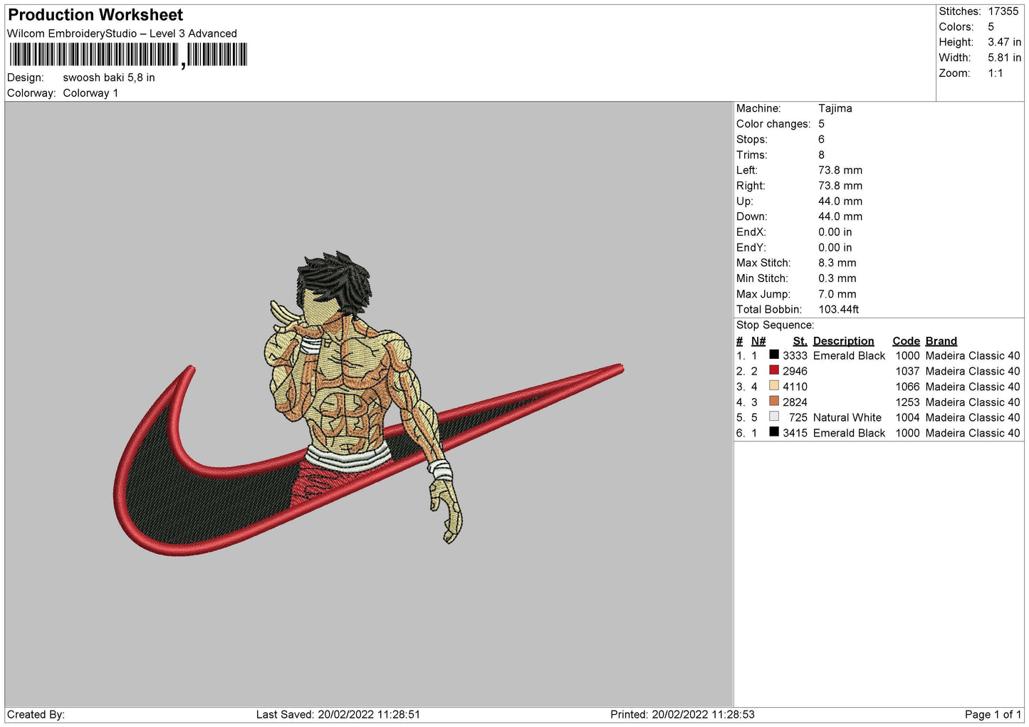 Swoosh Baki Embroidery