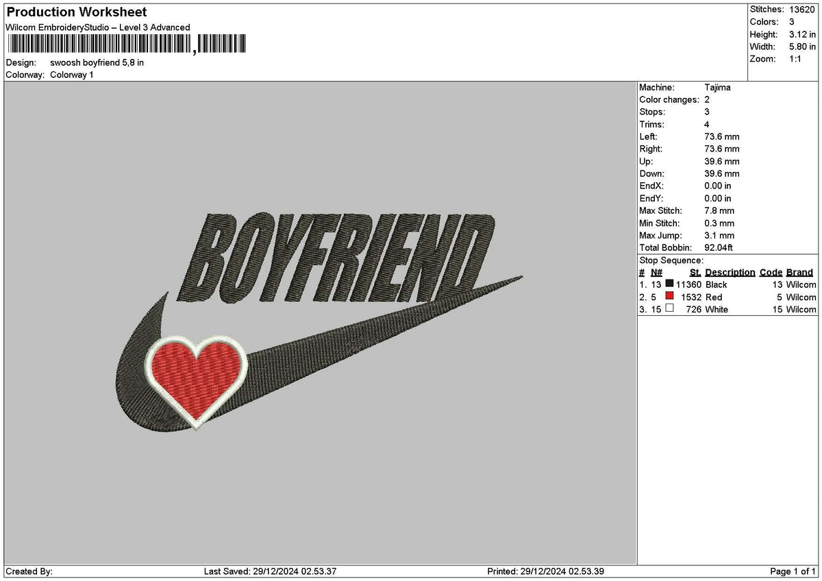 Swoosh Boyfriend Embroidery File 6 sizes